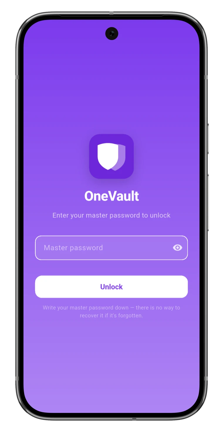 OneVault locked: unlock with biometrics or your master password
